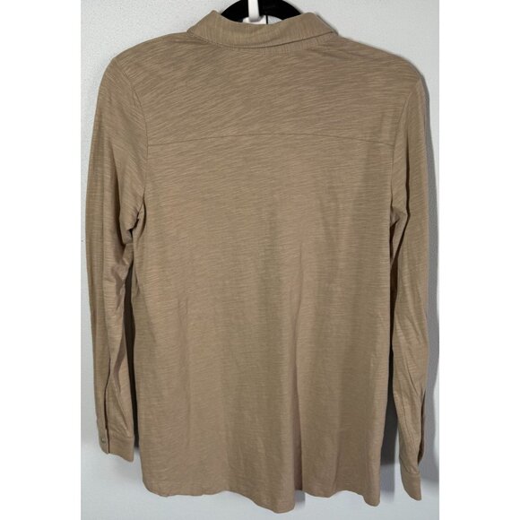 J.Jill Womens Brown Button Down Cotton Tunic Top Size SP Neutral Minimalist - Picture 2 of 12